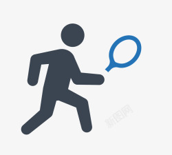 平面简单圆圈蓝色平面简单运动打羽毛球图标高清图片