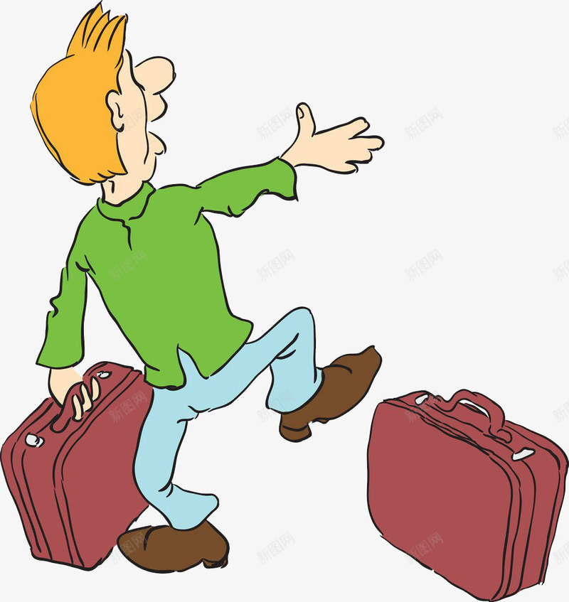 提着行李箱的人png免抠素材_新图网 https://ixintu.com 卡通手绘 拎 拎东西 拿着 挎着 提东西 提着箱子 提起来 皮箱 行李箱