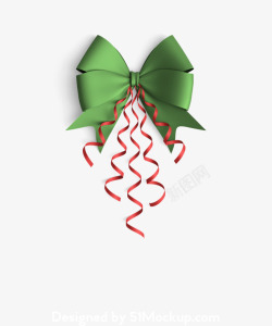 圣诞绿色丝带蝴蝶结素材