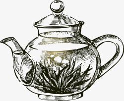 丁香茶手绘茶壶高清图片