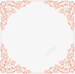 欧式粉粉橘色花纹边框矢量图高清图片