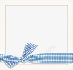 蓝色格子布蓝色格子蝴蝶结装饰的相框高清图片