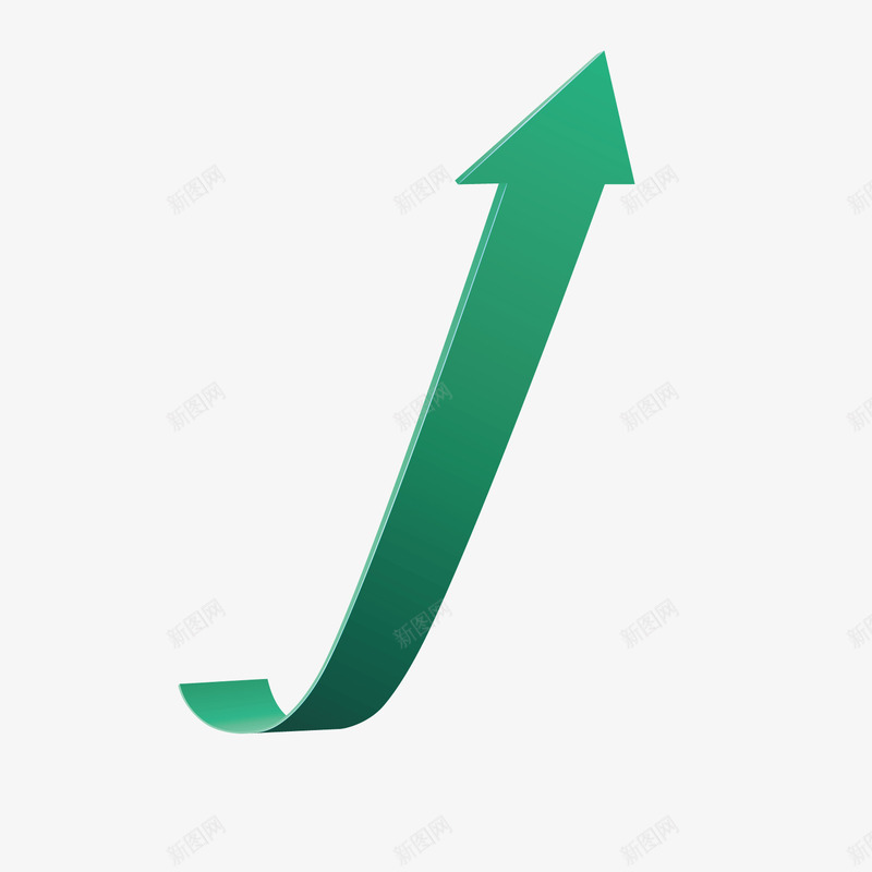 绿色立体弯曲箭头曲线图标png_新图网 https://ixintu.com 上升曲线 弯曲 曲线 立体 箭头 绿色