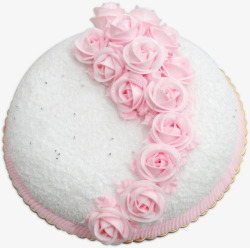 粉色玫瑰花朵圆形蛋糕素材