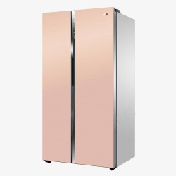 浮光跃金对开门电冰箱玫瑰金对开门冰箱高清图片