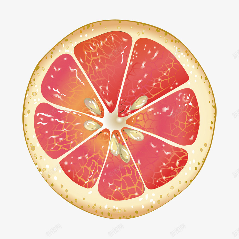 红色半个西柚卡通png免抠素材_新图网 https://ixintu.com 切面 卡通 柚 柚子 柚子卡通 橙子 水果 蔬果 西柚 香甜