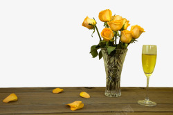 玫瑰花瓶黄色玫瑰花瓶高清图片