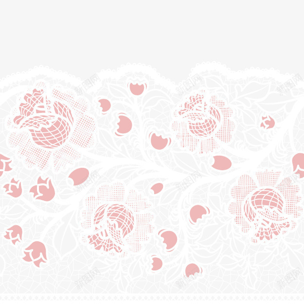 蕾丝装饰的玫瑰花矢量图ai免抠素材_新图网 https://ixintu.com 少女系 粉色玫瑰 花卉 花朵 蕾丝装饰 矢量图