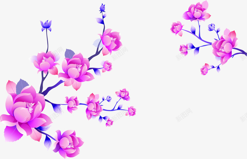 手绘粉色花卉春季封面png免抠素材_新图网 https://ixintu.com 封面 春季 粉色 花卉