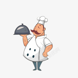 叉腰厨师一手托托盘一手叉腰的厨师高清图片
