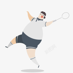 羽毛球公开赛图片下载击球的大胖子矢量图高清图片