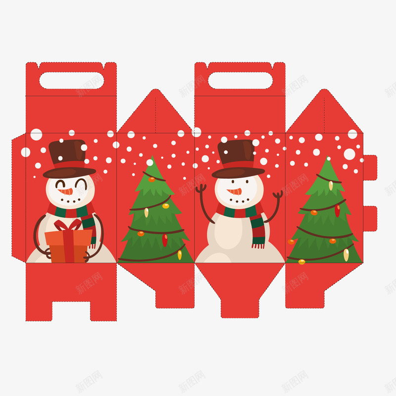 红绿白色卡通雪人圣诞树包装盒矢量图ai免抠素材_新图网 https://ixintu.com 包装盒 卡通 圣诞树 白色 红色 绿色 雪人 矢量图