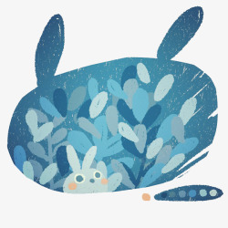 手绘兔子气泡框图素材