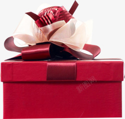 红色礼物盒蝴蝶结花素材