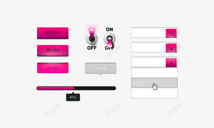 发光按钮PSDpng免抠素材_新图网 https://ixintu.com PSD UI 发光 开关 拨动 按钮 搜索框 杆 进度条