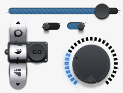 UI金属质感科技感时尚灰色按钮素材