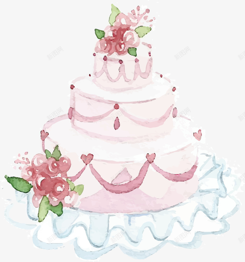 美丽的婚礼蛋糕矢量图ai免抠素材_新图网 https://ixintu.com 婚礼蛋糕 婚礼请帖 手绘风 水彩蛋糕 矢量png 蛋糕 矢量图