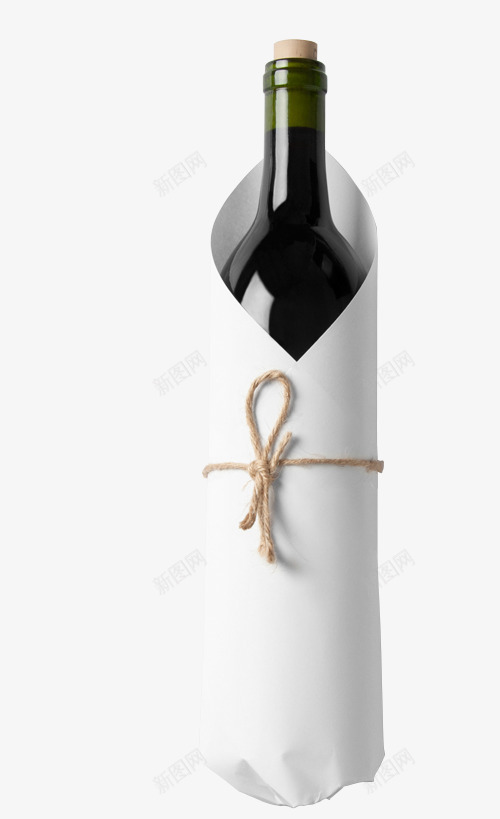 纸包装中的一瓶红酒png免抠素材_新图网 https://ixintu.com 一瓶 一瓶红酒 实物 白纸 白色 红酒 纸 酒水