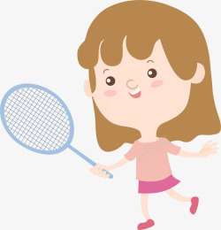 打羽毛球的女孩运动女孩装饰矢量图高清图片