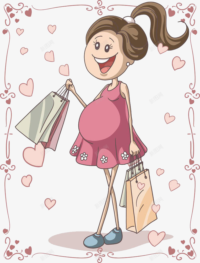 购物的孕妇png免抠素材_新图网 https://ixintu.com 卡通手绘 孕妇 拎 拎东西 拿着 挎着 提东西 提袋子 提起来 购物