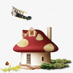 蘑菇飞机杯可爱的蘑菇小房子高清图片