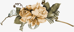 金色玫瑰花朵手绘素材