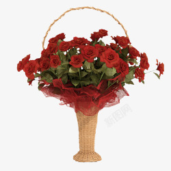 红色花篮鲜花束素材
