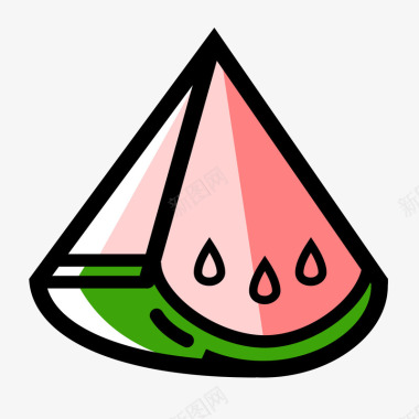 彩色手绘西瓜美食元素矢量图图标图标