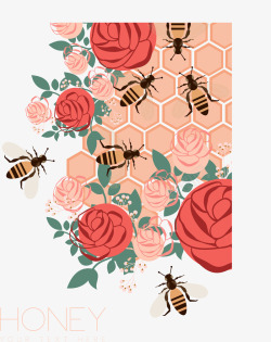 彩绘蜜蜂矢量图彩绘蜂窝矢量图高清图片