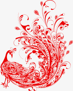 红色孔雀美丽的孔雀图标高清图片