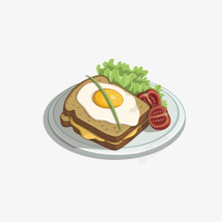 西式早餐面包片手绘卡通西式早餐高清图片