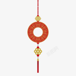 中国结挂件红色圆形节日挂件矢量图高清图片