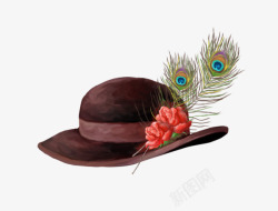 棕色帽子羽毛帽子高清图片