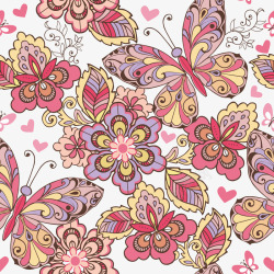 蝴蝶花卉彩色背景矢量图素材