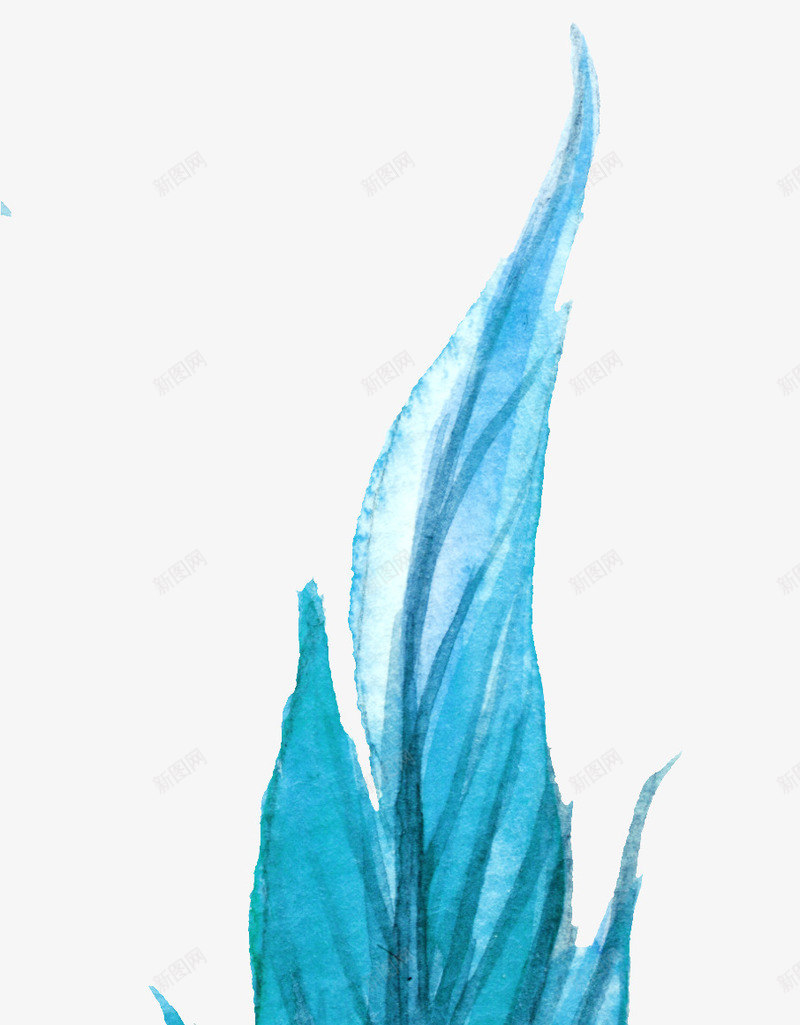 蓝色羽毛树叶png免抠素材_新图网 https://ixintu.com 创意树叶 彩绘羽毛 树叶 植物 羽毛纹理