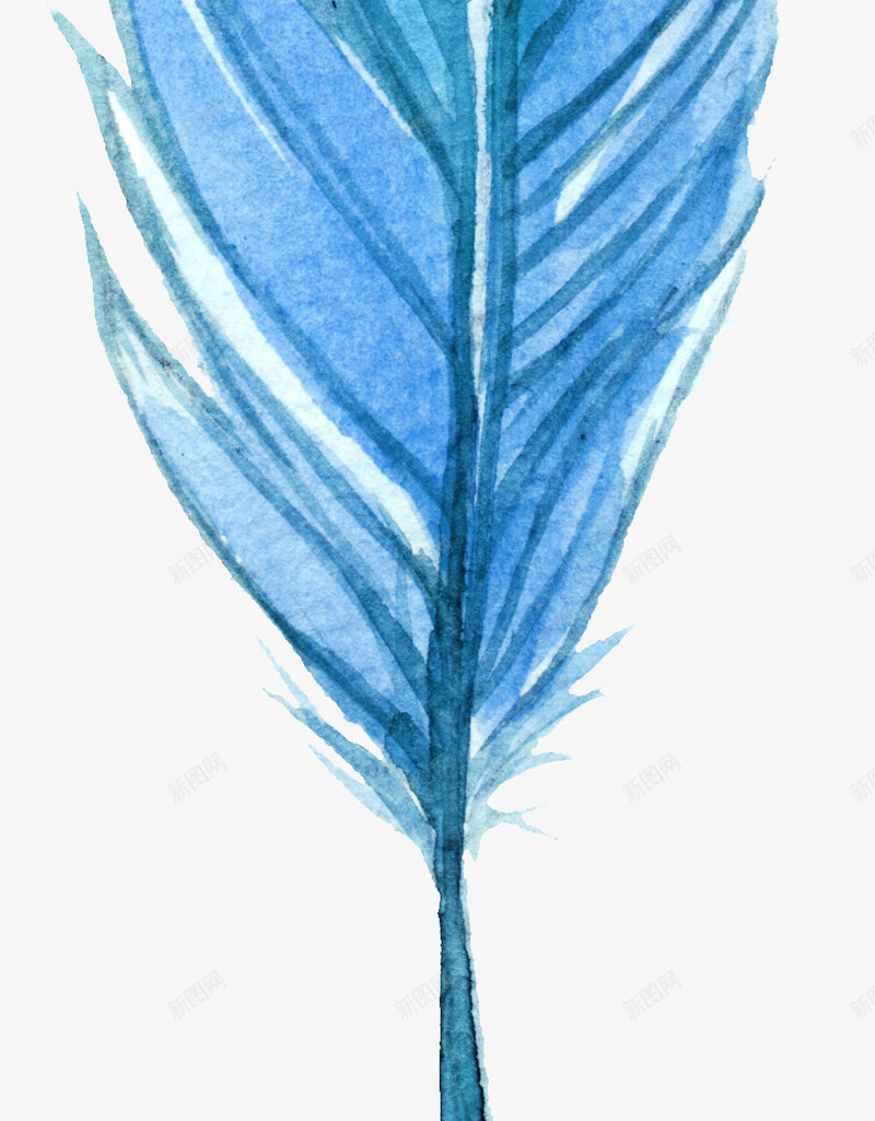 蓝色羽毛树叶png免抠素材_新图网 https://ixintu.com 创意树叶 彩绘羽毛 树叶 植物 羽毛纹理