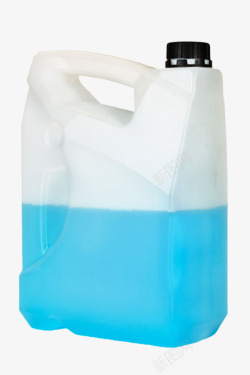 液体罐透明大桶里装着蓝色液体实物高清图片