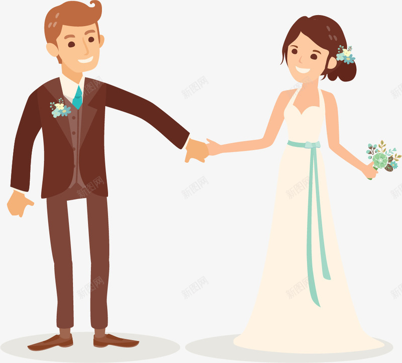手绘新郎新娘png免抠素材_新图网 https://ixintu.com 喜庆 婚庆 婚礼 户外婚礼 结婚