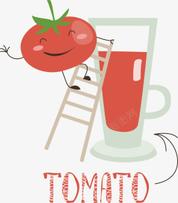卡通番茄汁红色西红柿汁矢量图高清图片