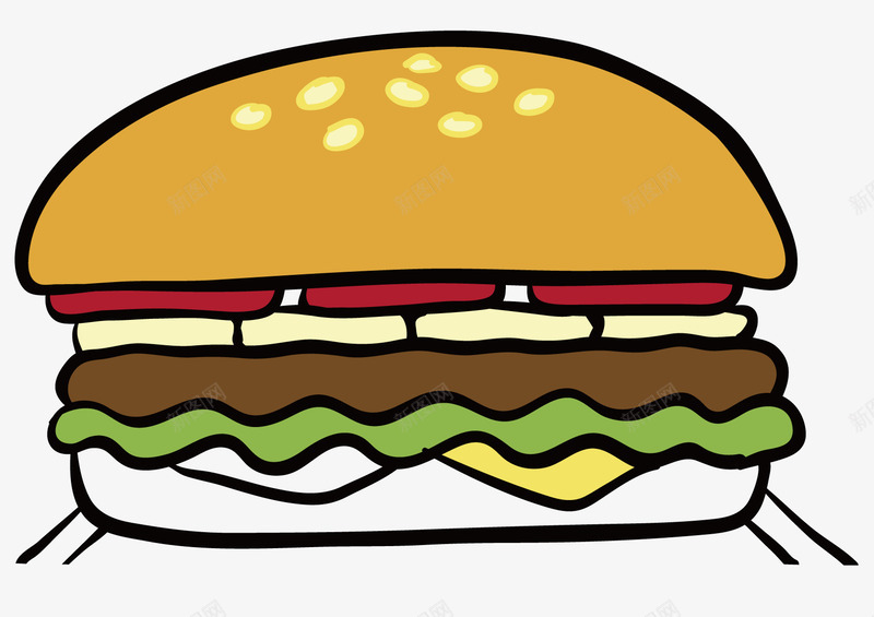卡通汉堡矢量图ai免抠素材_新图网 https://ixintu.com 卡通汉堡 吃的 夹心汉堡 西餐 食品 食物 矢量图