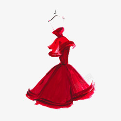 吊带婚纱红色性感华丽礼服高清图片