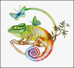 彩色蜥蜴彩色的手绘蜥蜴高清图片