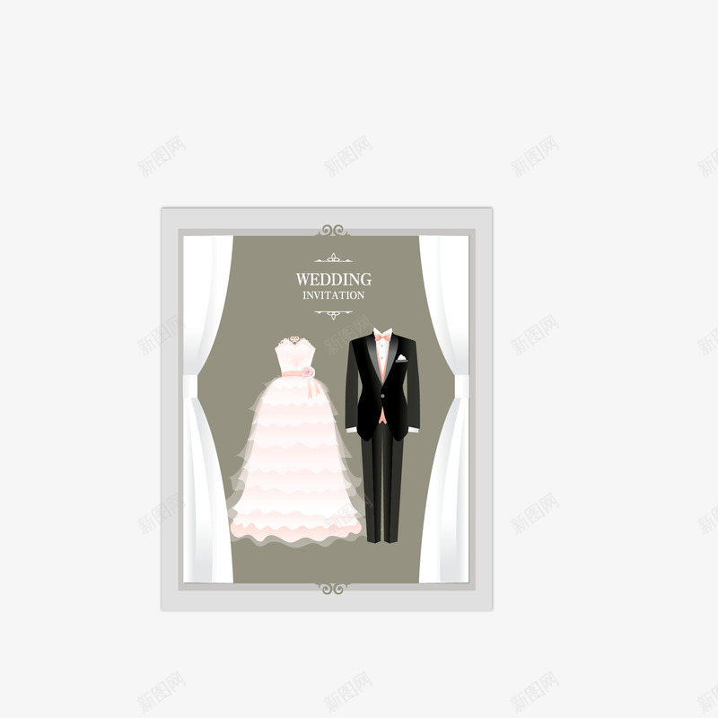 彩色婚纱西服婚礼邀请卡png免抠素材_新图网 https://ixintu.com 婚礼邀请卡 婚纱西服 彩色婚礼邀请卡 矢量婚礼邀请卡