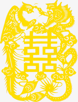 黄色传统婚礼花纹图案素材