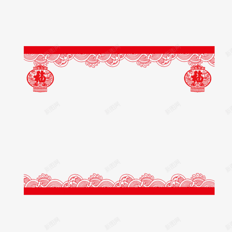 古风边框png免抠素材_新图网 https://ixintu.com 中国元素 方形 灯笼装饰 红色