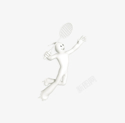 羽毛球小人唯美卡通可爱牛奶小人打羽毛球高清图片