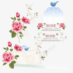 玫瑰花浪漫花纹矢量图素材