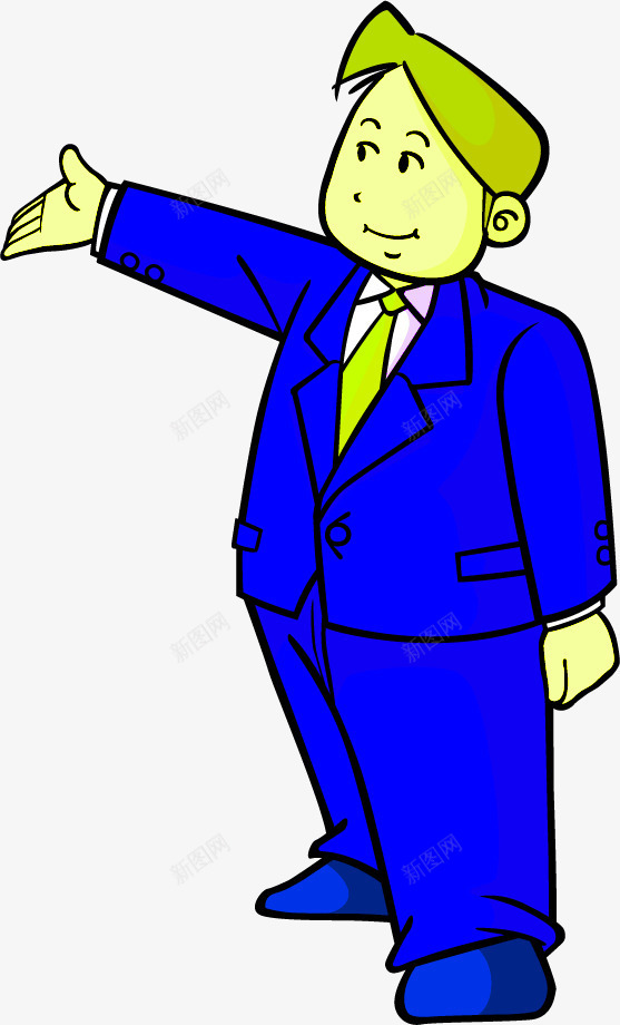 引路的人png免抠素材_新图网 https://ixintu.com 一个 卡通 引路 手绘 男人 绿色 蓝色 西装