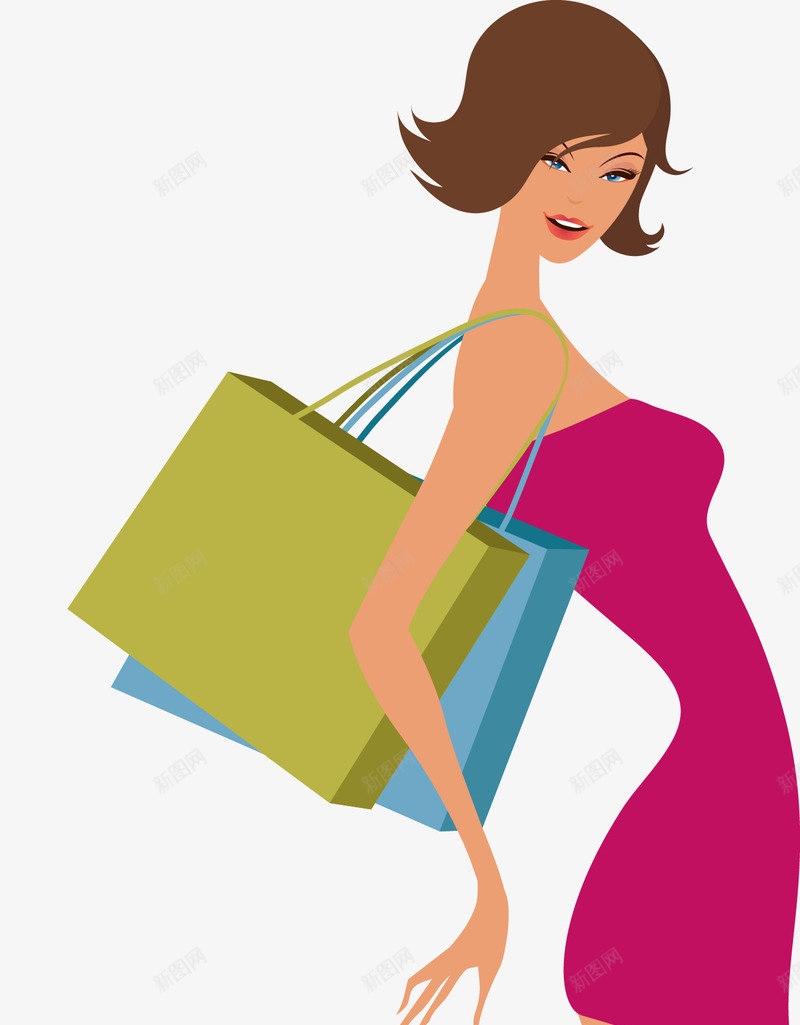 时尚购物女郎png免抠素材_新图网 https://ixintu.com 买东西 卡通 女郎 妇女 少女 扁平化 手提东西 提着 时尚 购物 购物袋