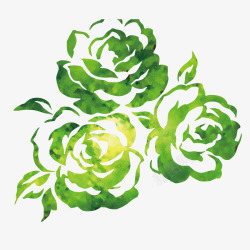 绿色玫瑰花简笔画矢量图素材